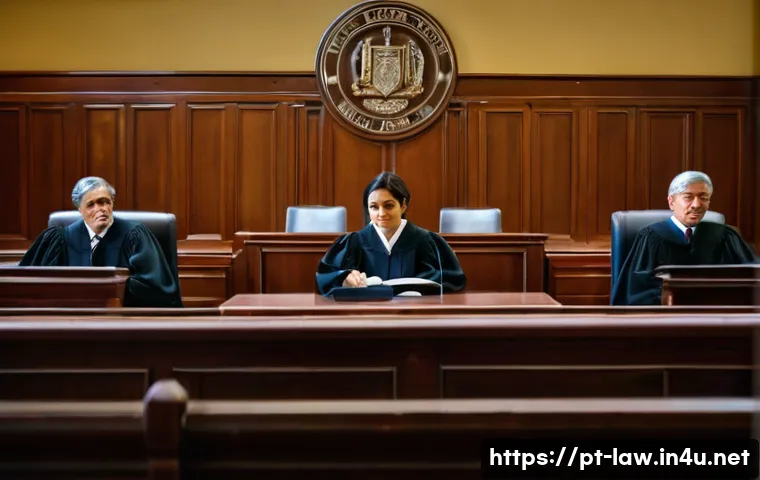 형법상 책임주의 - **Prompt:** A solemn courtroom scene in Brazil, focusing on a thoughtful female judge (in her 40s-50...