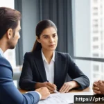 민법상 의사표시 착오 - A professional legal office setting with a Brazilian lawyer explaining contract details to a middle-...